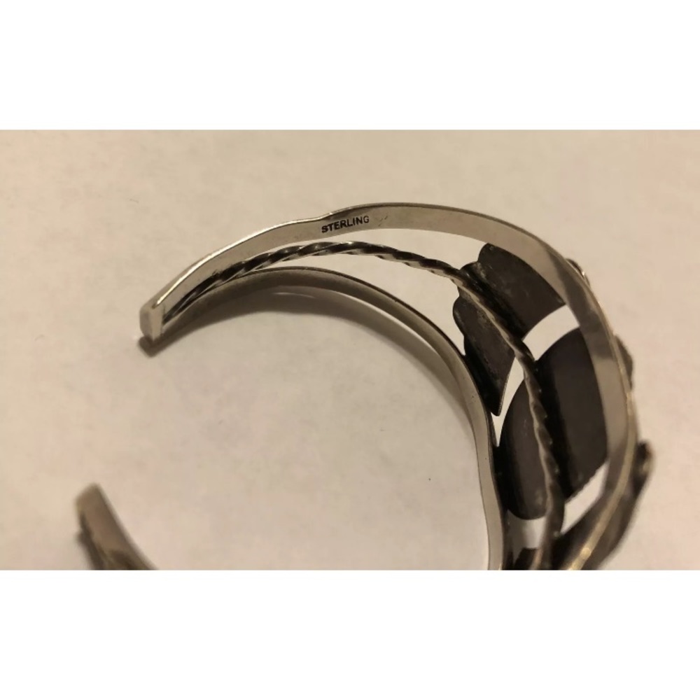 Vintage silver turquoise concho cuff bracelet - Picture 7 of 8